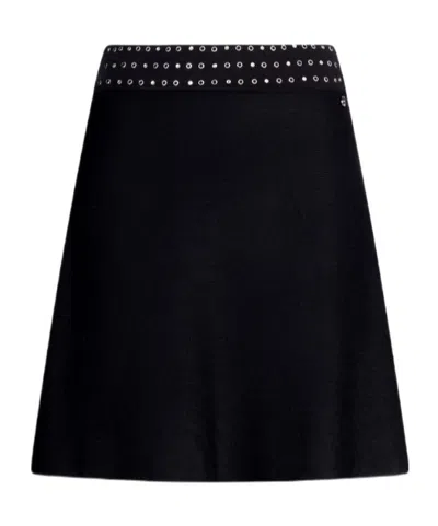 Liu •jo Knit Miniskirt With Rhinestones In Multi