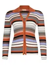Liu •jo Knit Polo Cardiganwith Multicolor Stripes In Multicolour