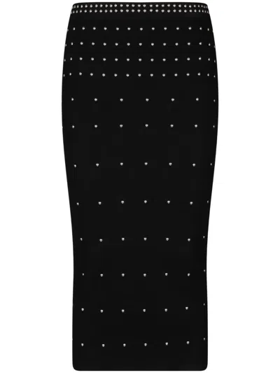 Liu •jo Knit Skirt With Studs In Black