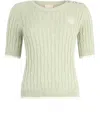 Liu •jo Liu Jo Textured Cable Knit T-shirt With Decorative Buttons In Green