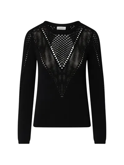 Liu •jo Knit Top With Cut-out In Black
