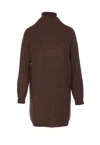 Liu •jo Sequined High Neck Midi Dress In Brown