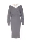 Liu •jo V-neck Knitted Dress In Gray