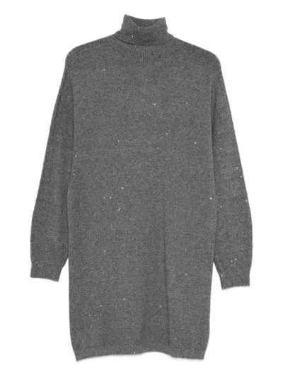 LIU •JO KNITTED GREY DRESS WITH HIGH TURTLENECK