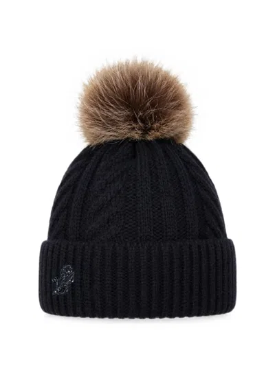 Liu •jo Knitted Hat With Pom-pom In Black