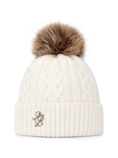Liu •jo Knitted Hat With Pom-pom In White