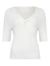 Liu •jo Maglia A V Liu Jo In Misto Viscosa A Coste In White
