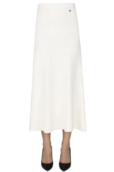 Liu •jo Knitted Midi Skirt In White