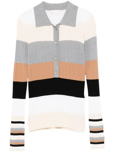 Liu •jo Knitted Polo Top In White
