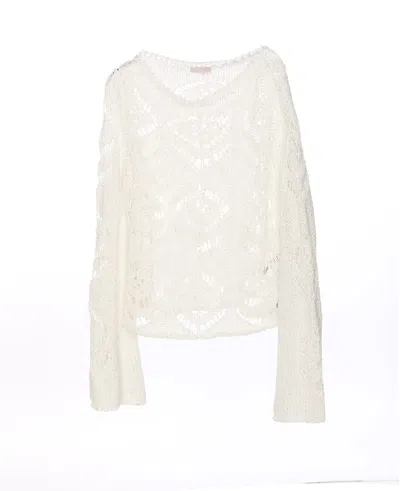 Liu •jo Knitted Sequins Sweater In White