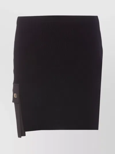 Liu •jo Knitted Skirt With Asymmetric Hem And Pockets In Black