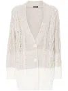 Liu •jo Liu Jo Neutrals Chunky Knit Cardigan In Grey