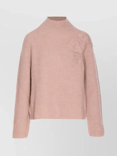 Liu •jo Knitwear Floral High Neck In Pink