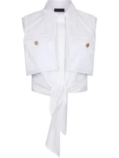 Liu •jo Knot-detail Cropped Shirt In White