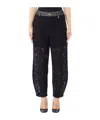 Liu •jo Lace-denim Cotton-blend Trousers In Black