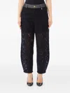 Liu •jo Lace-denim Cotton-blend Trousers In Black