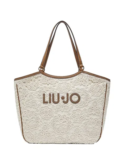 Liu •jo Lace Detail Tote Bag In Neutral