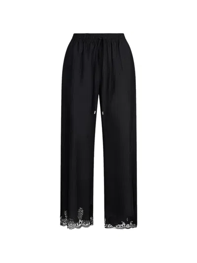 Liu •jo Lace Drawstring Trousers In Black