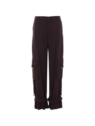 Liu •jo Lace Flared Trousers In Brown