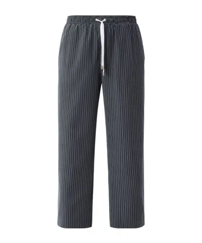 Liu •jo Liu Jo Lace Insert Pinstriped Trousers In Gray
