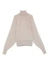 Liu •jo Lace-insert Turtleneck In Neutral