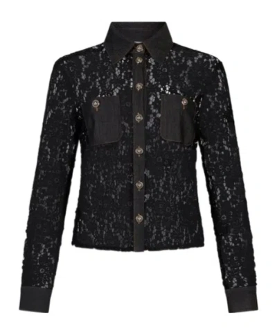Liu •jo Lace Long Sleeve Shirt In Black