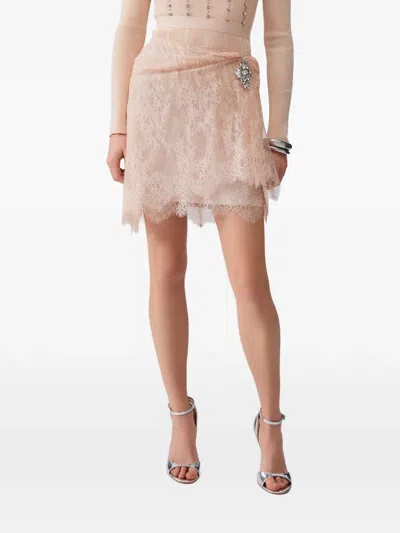 Liu •jo Lace Mini Skirt In Neutral