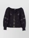 Liu •jo Liu Jo Blouse With Perforated Embroidery And Balloon Sleeves In Black