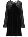 Liu •jo Lace-panel Mini Dress In Black