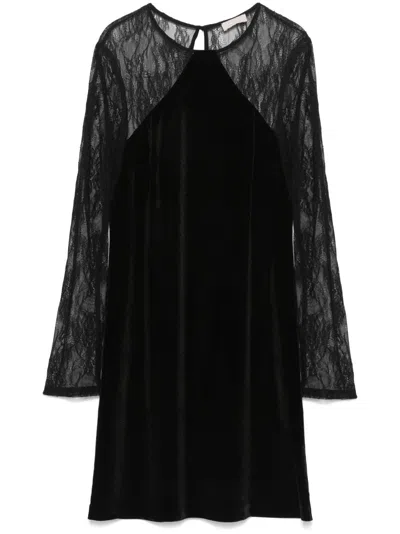 Liu •jo Lace-panel Mini Dress In Black