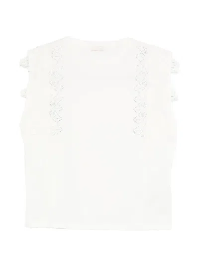 Liu •jo Lace Rhinestone T-shirt In White