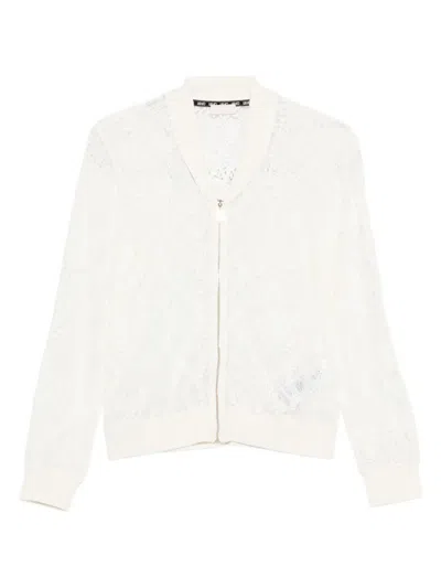Liu •jo Lace Zip-front Cardigan In White