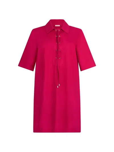 Liu •jo Lace-collar Cotton Mini Dress In Pink