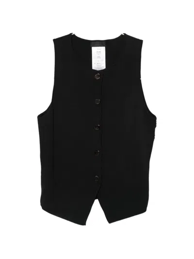 Liu •jo Lace-panel Button-fastening Waistcoat In Black
