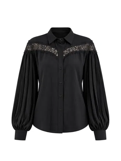 Liu •jo Lace-panelled Pleated-sleeve Blouse In Animal Print