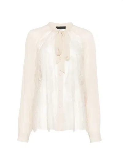 Liu •jo Lace-panelled Shirt In Neutral