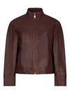 Liu •jo Laces Leather Jacket In Brown