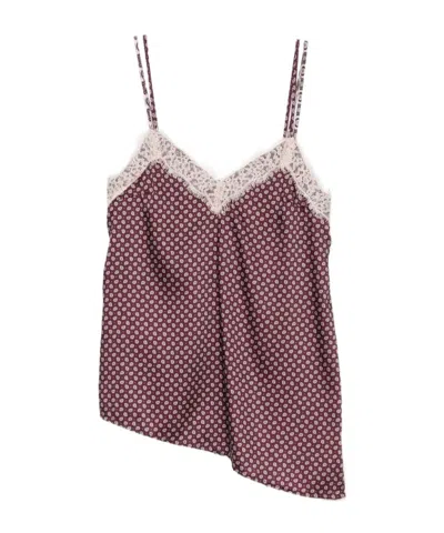 Liu •jo Lace-trim Asymmetric Top In Burgundy