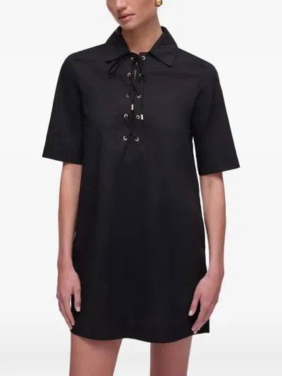 Liu •jo Lace-up Poplin Dress In Black