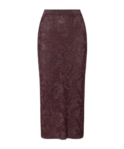 Liu •jo Lame Lace Midi Skirt In Brown