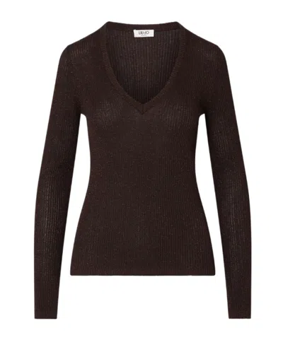 Liu •jo Lame Sweater In Brown