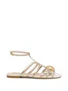 Liu •jo Laminated Flat Sandals In Black
