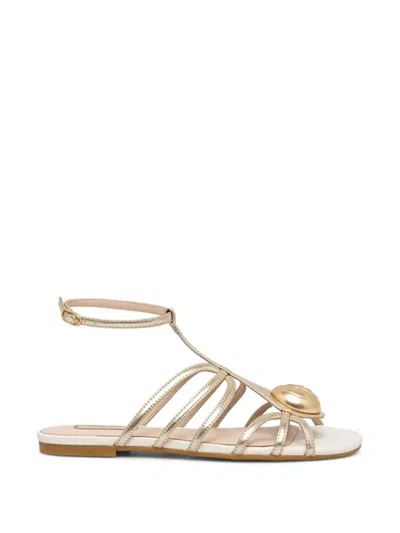 Liu •jo Laminated Flat Sandals In Black