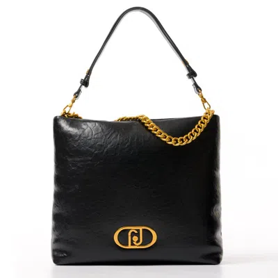 Liu •jo Lapuffy Chain-linked Shoulder Bag In Black