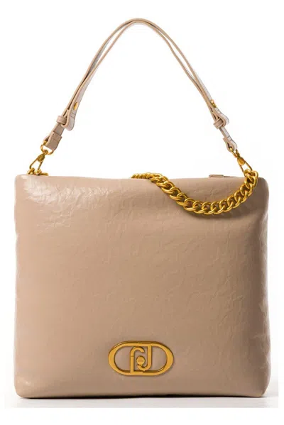 Liu •jo Lapuffy Chain-linked Shoulder Bag In Sand