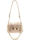 Liu •jo Lapuffy Embroidered Chain-strap Mini Bag In Neutral