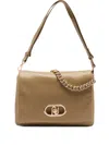 Liu •jo Lapuffy Large Braided Chain Logo Satchel In Brown