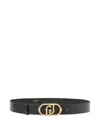 Liu •jo Lapuffy Leather Belt In Black