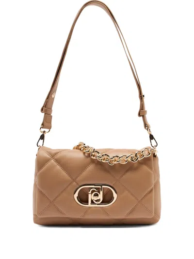 Liu •jo Lapuffy Logo Shoulder Bag In Neutral