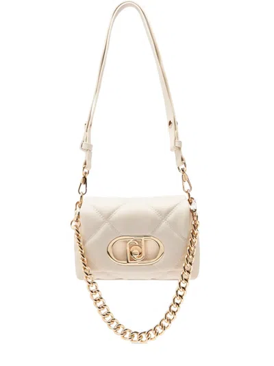 Liu •jo Lapuffy Monogram Shoulder Bag In White